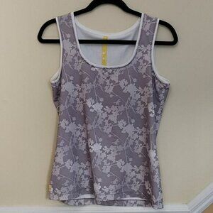Lole UPF 50+ Gray Abstract Floral Tank Top Medium